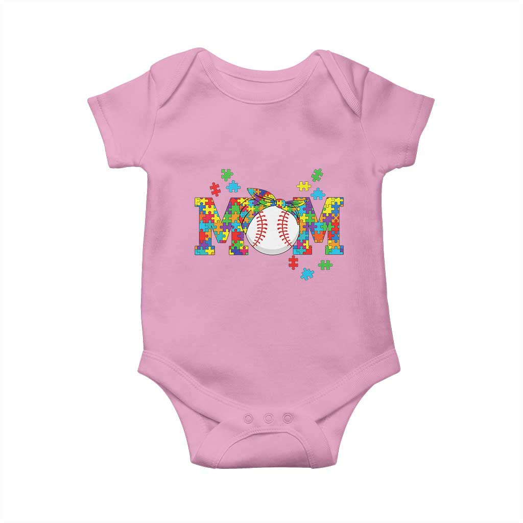 Autism Acceptance Baseball Mom Baby Onesie Proud Mom Inclusive Support Graphic TS12 Light Pink Print Your Wear