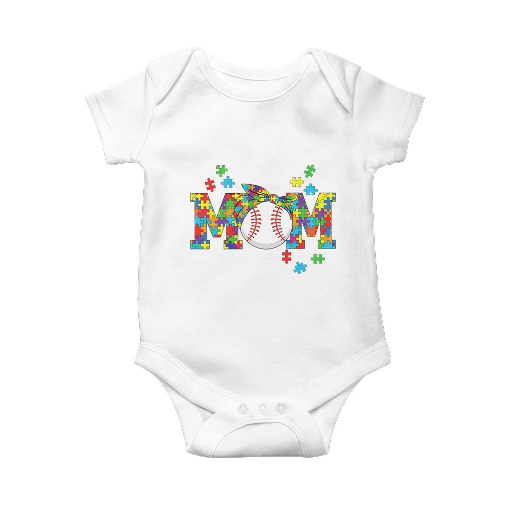 Autism Acceptance Baseball Mom Baby Onesie Proud Mom Inclusive Support Graphic TS12 White Print Your Wear