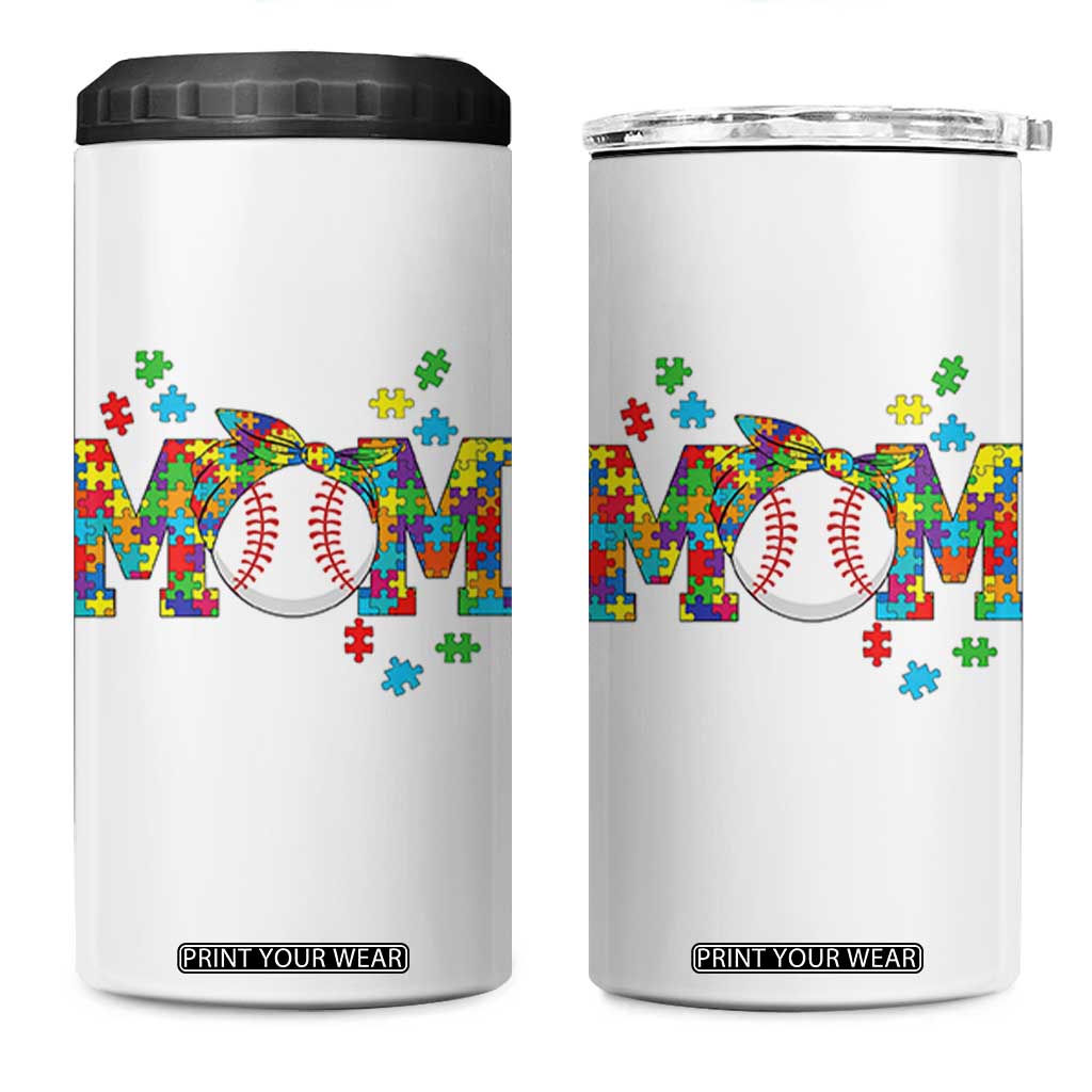 Autism Acceptance Baseball Mom 4 in 1 Can Cooler Tumbler Proud Mom Inclusive Support Graphic TS12 One Size: 16 oz White Print Your Wear