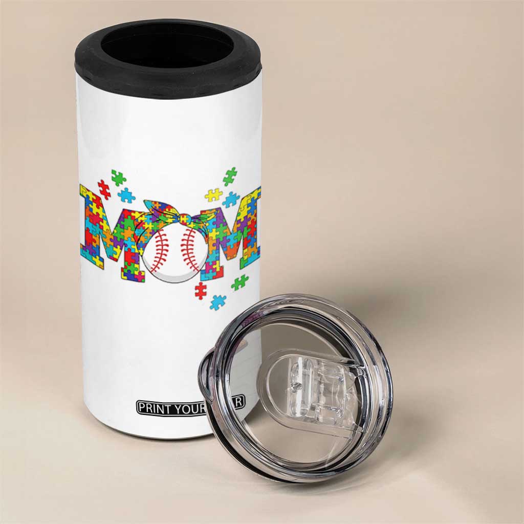 Autism Acceptance Baseball Mom 4 in 1 Can Cooler Tumbler Proud Mom Inclusive Support Graphic TS12 Print Your Wear