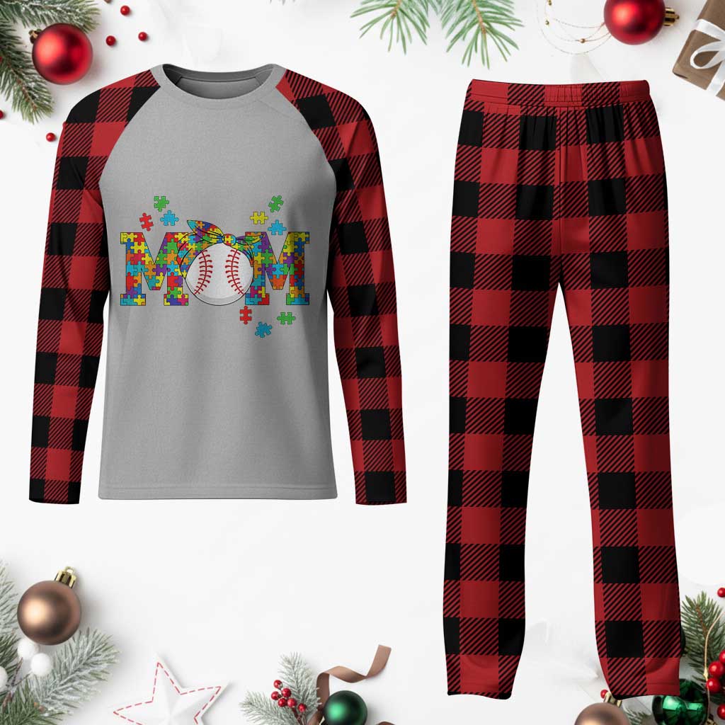 Autism Acceptance Baseball Mom Plaid Pajama Set Proud Mom Inclusive Support Graphic TS12 Buffalo Plaid Print Your Wear