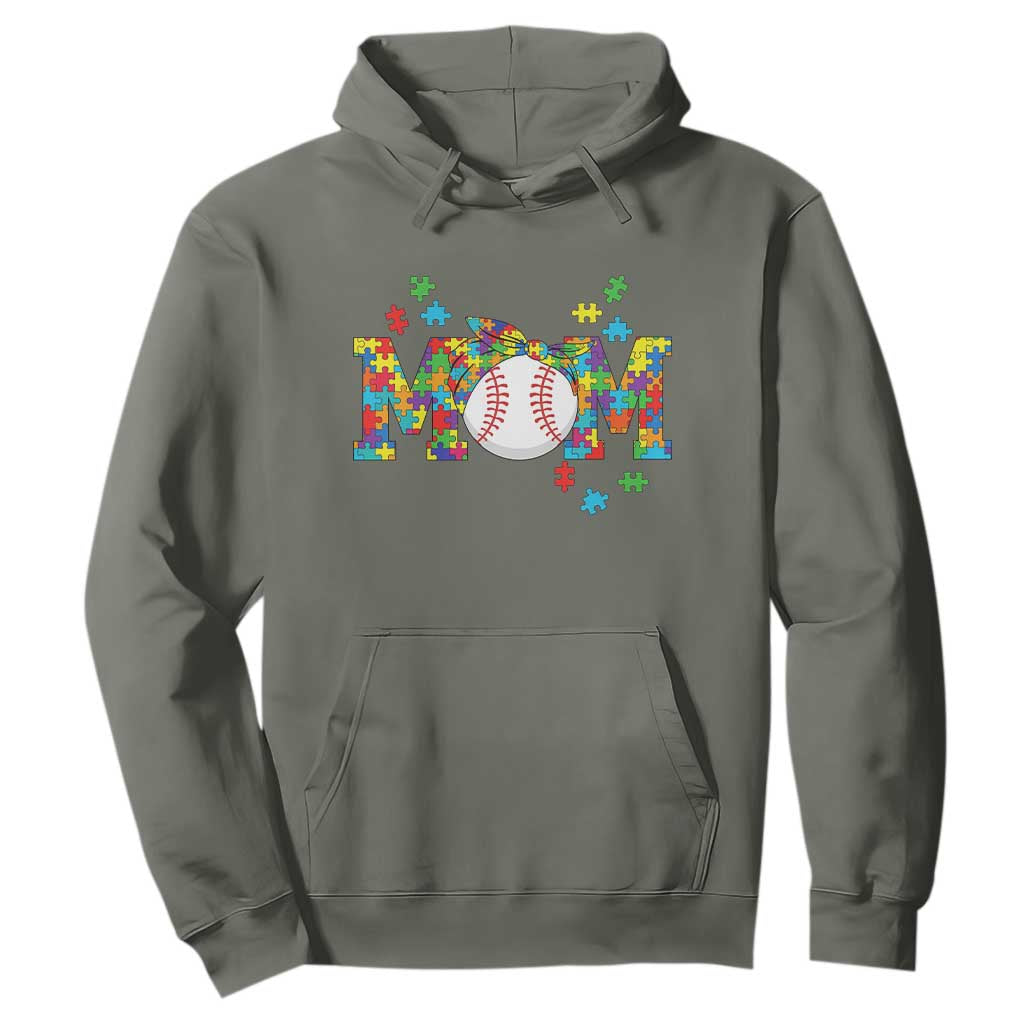 Autism Acceptance Baseball Mom Hoodie Proud Mom Inclusive Support Graphic TS12 Military Green Print Your Wear