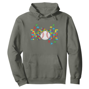 Autism Acceptance Baseball Mom Hoodie Proud Mom Inclusive Support Graphic TS12 Military Green Print Your Wear