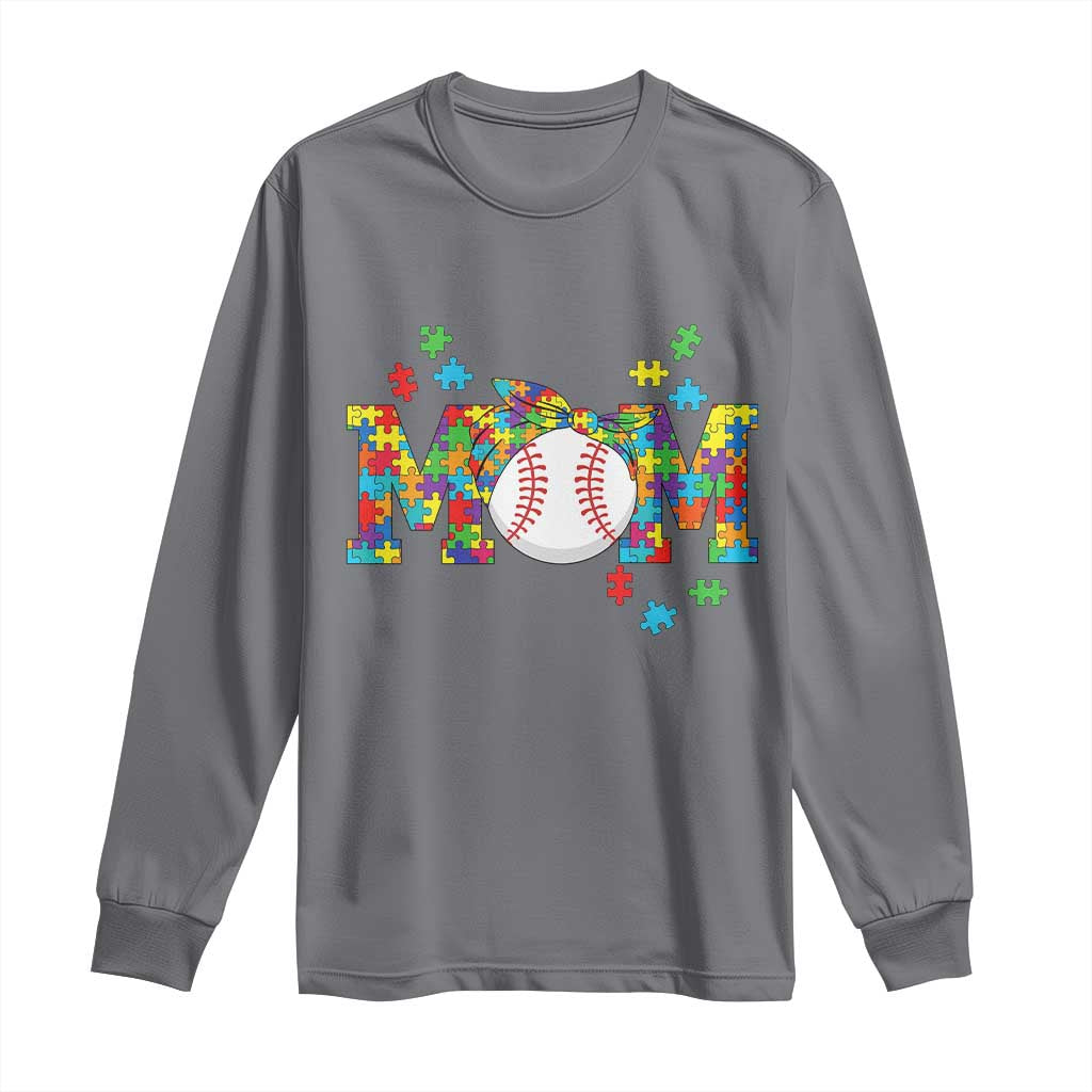 Autism Acceptance Baseball Mom Long Sleeve Shirt Proud Mom Inclusive Support Graphic TS12 Charcoal Print Your Wear