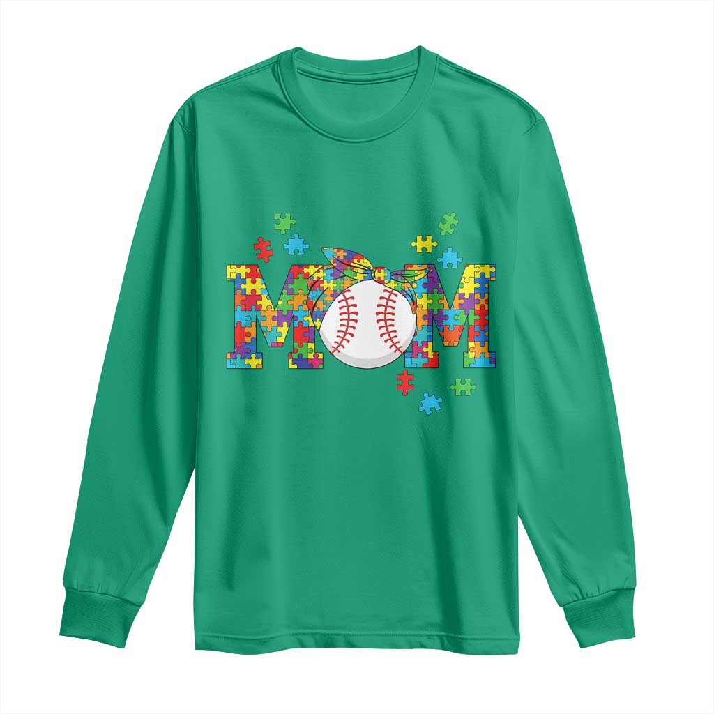 Autism Acceptance Baseball Mom Long Sleeve Shirt Proud Mom Inclusive Support Graphic TS12 Irish Green Print Your Wear