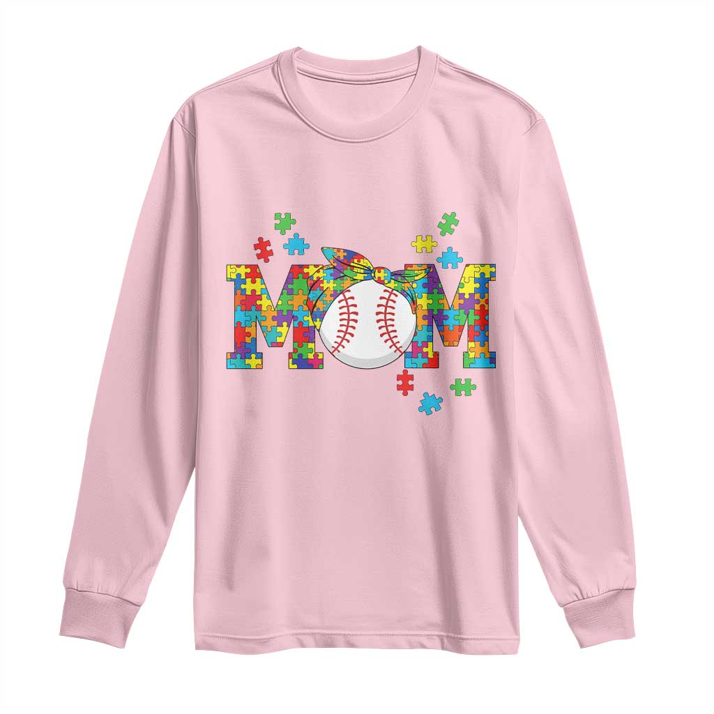Autism Acceptance Baseball Mom Long Sleeve Shirt Proud Mom Inclusive Support Graphic TS12 Light Pink Print Your Wear