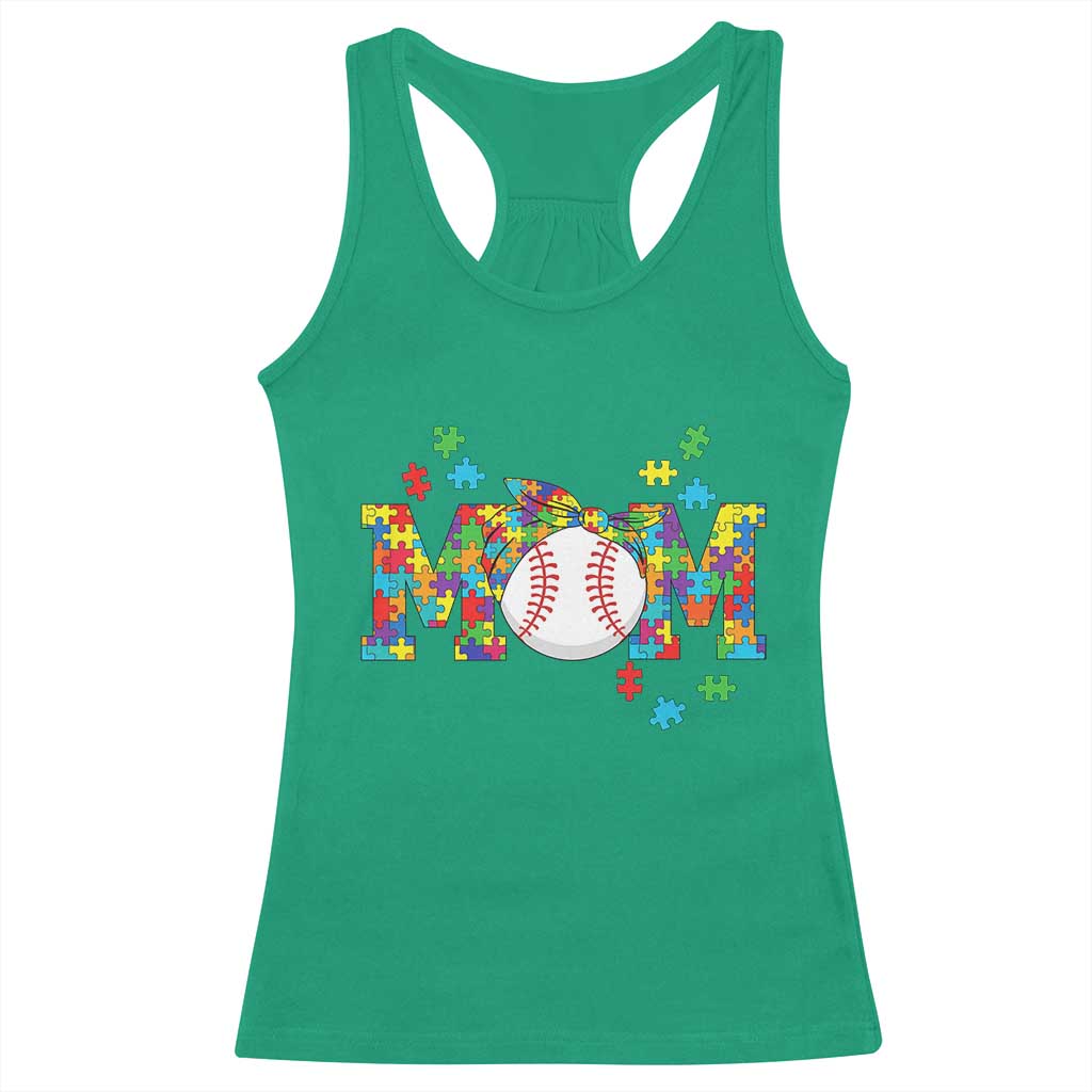 Autism Acceptance Baseball Mom Racerback Tank Top Proud Mom Inclusive Support Graphic TS12 Irish Green Print Your Wear