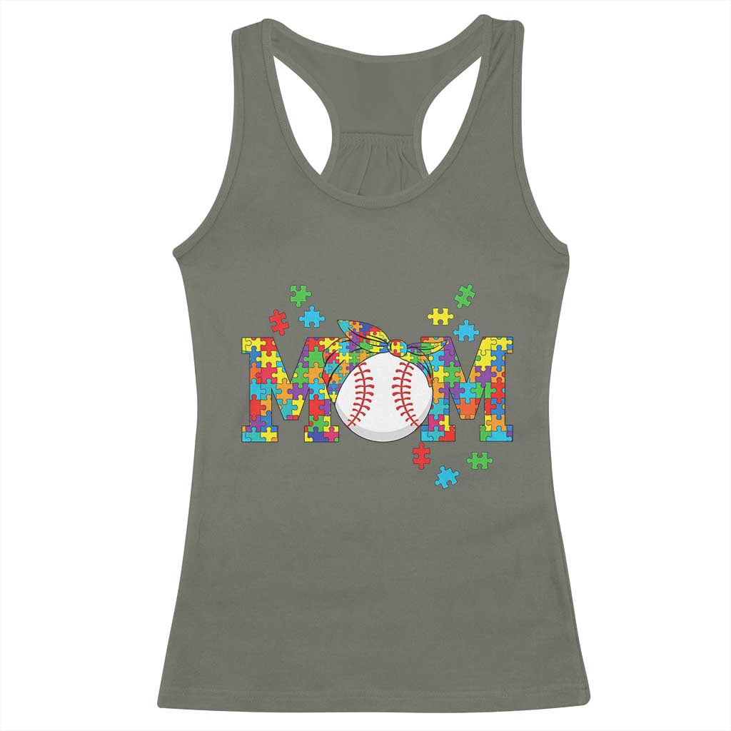Autism Acceptance Baseball Mom Racerback Tank Top Proud Mom Inclusive Support Graphic TS12 Military Green Print Your Wear