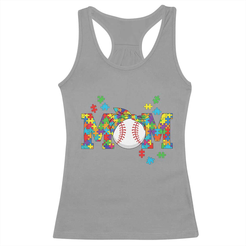 Autism Acceptance Baseball Mom Racerback Tank Top Proud Mom Inclusive Support Graphic TS12 Sport Gray Print Your Wear