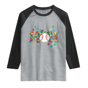 Autism Acceptance Baseball Mom Raglan Shirt Proud Mom Inclusive Support Graphic TS12 Heather Gray Black Print Your Wear