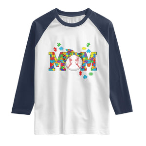 Autism Acceptance Baseball Mom Raglan Shirt Proud Mom Inclusive Support Graphic TS12 White Navy Print Your Wear