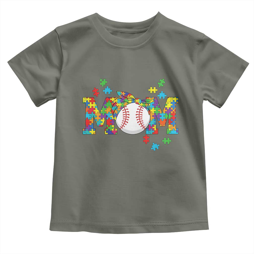 Autism Acceptance Baseball Mom Toddler T Shirt Proud Mom Inclusive Support Graphic TS12 Military Green Print Your Wear