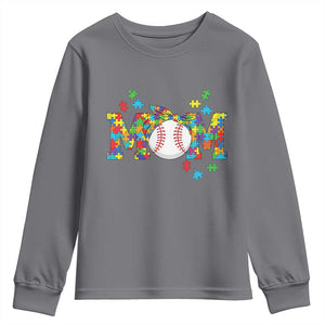 Autism Acceptance Baseball Mom Youth Sweatshirt Proud Mom Inclusive Support Graphic TS12 Charcoal Print Your Wear