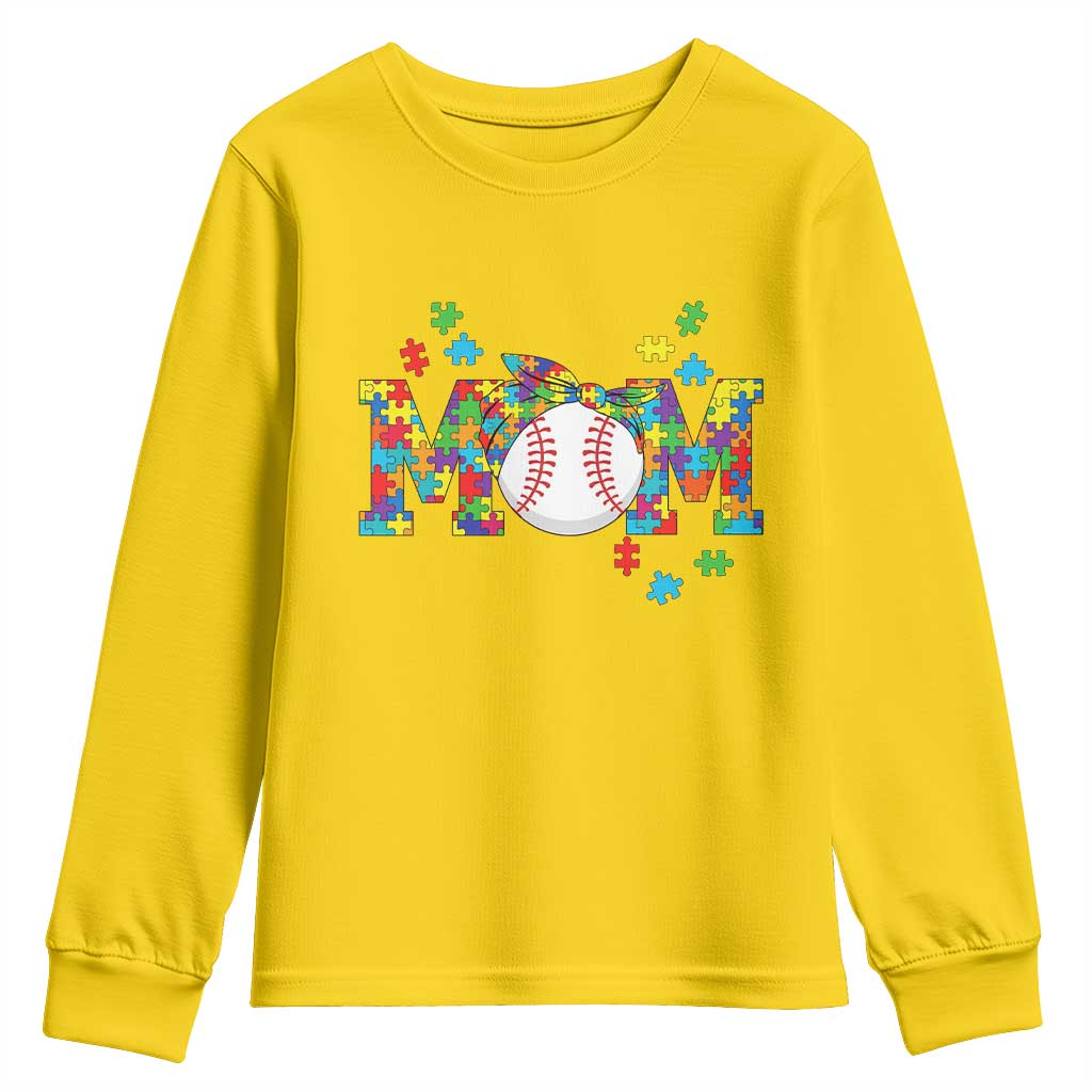 Autism Acceptance Baseball Mom Youth Sweatshirt Proud Mom Inclusive Support Graphic TS12 Daisy Print Your Wear