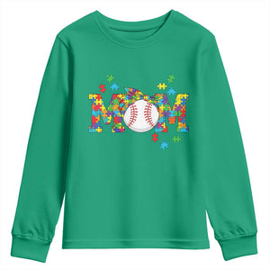 Autism Acceptance Baseball Mom Youth Sweatshirt Proud Mom Inclusive Support Graphic TS12 Irish Green Print Your Wear