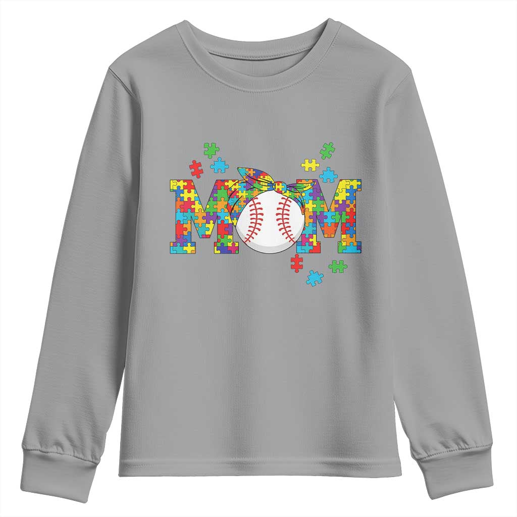 Autism Acceptance Baseball Mom Youth Sweatshirt Proud Mom Inclusive Support Graphic TS12 Sport Gray Print Your Wear