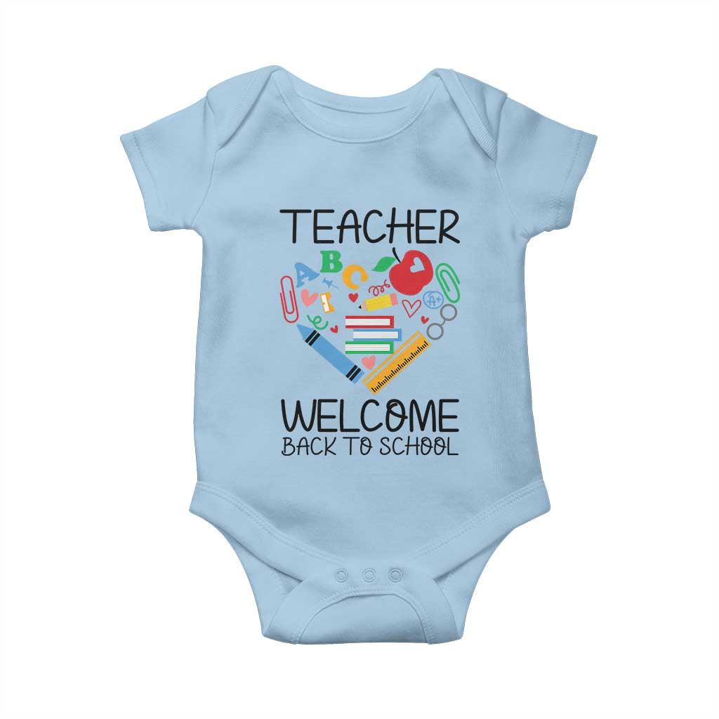 Teacher Welcome Back To School Baby Onesie Cute Classroom Gift TS12 Light Blue Print Your Wear