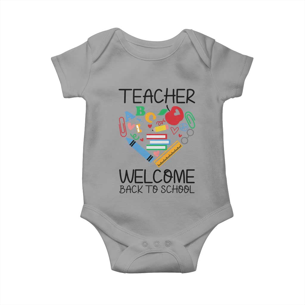 Teacher Welcome Back To School Baby Onesie Cute Classroom Gift TS12 Sport Gray Print Your Wear