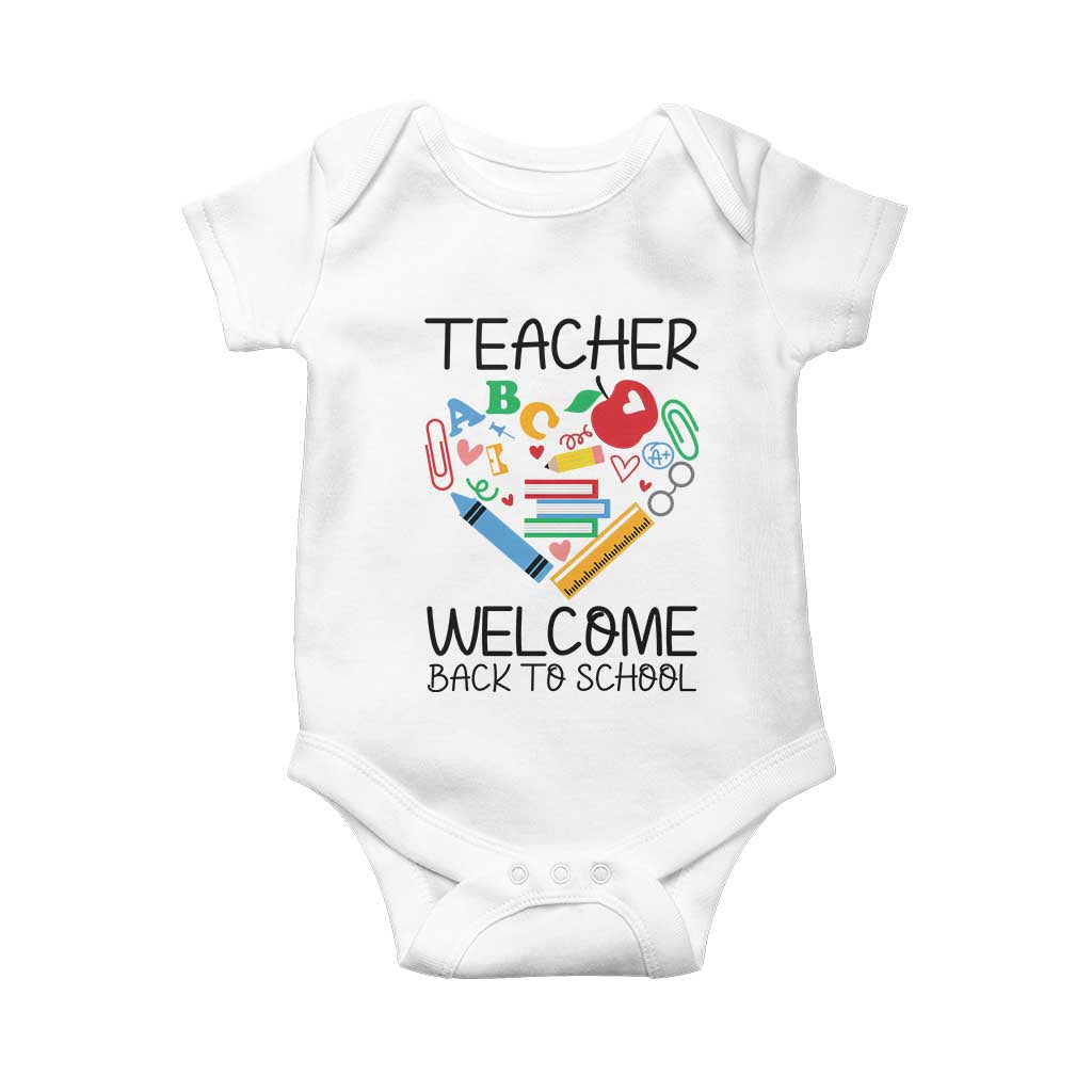 Teacher Welcome Back To School Baby Onesie Cute Classroom Gift TS12 White Print Your Wear