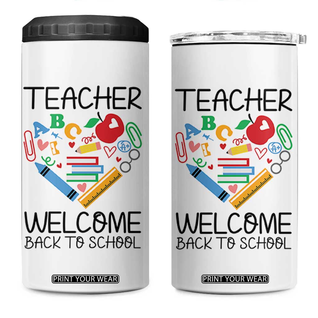 Teacher Welcome Back To School 4 in 1 Can Cooler Tumbler Cute Classroom Gift TS12 One Size: 16 oz White Print Your Wear