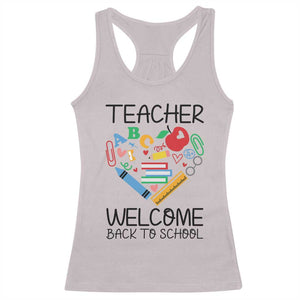 Teacher Welcome Back To School Racerback Tank Top Cute Classroom Gift TS12 Ice Gray Print Your Wear