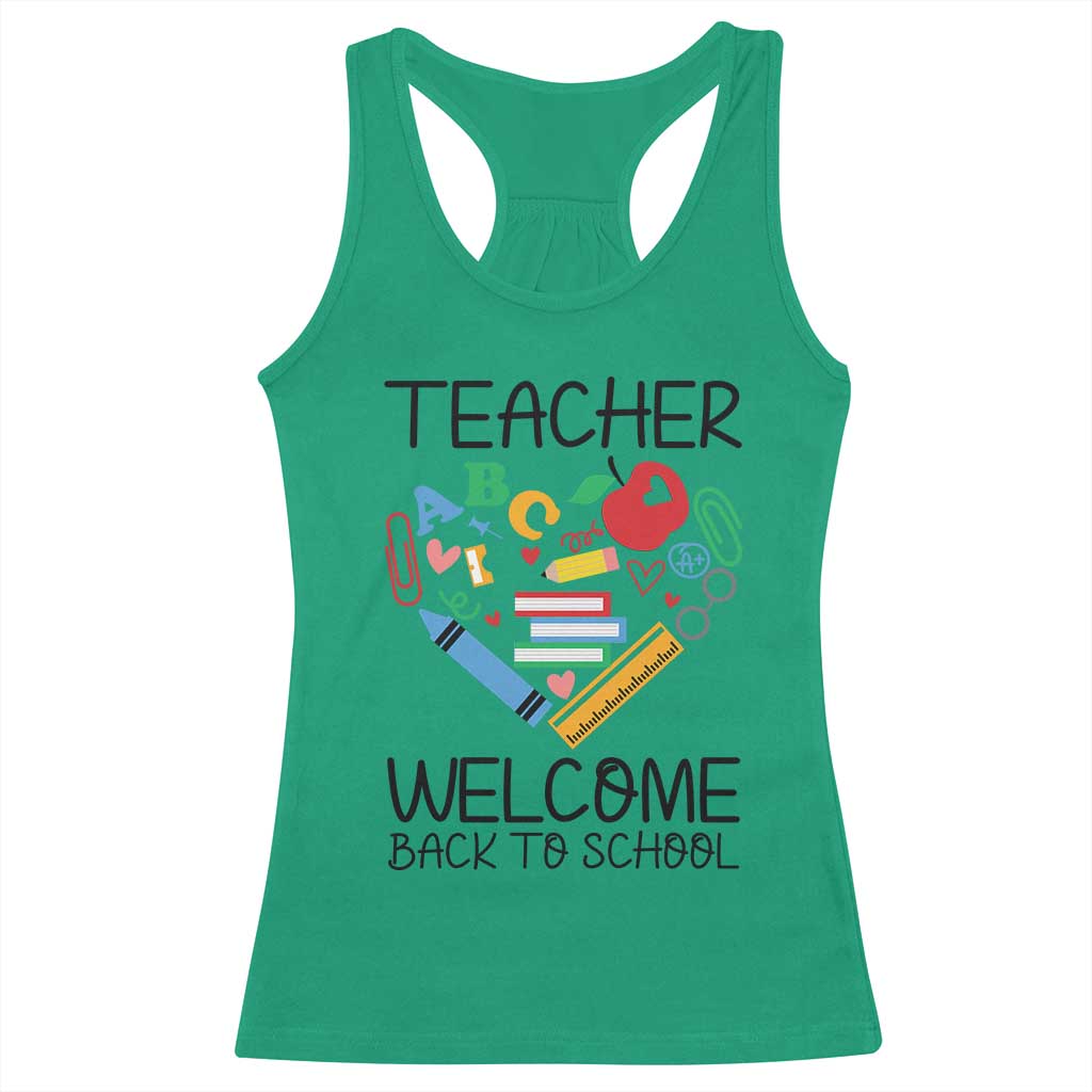 Teacher Welcome Back To School Racerback Tank Top Cute Classroom Gift TS12 Irish Green Print Your Wear