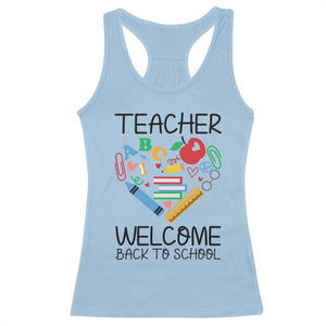 Teacher Welcome Back To School Racerback Tank Top Cute Classroom Gift TS12 Light Blue Print Your Wear