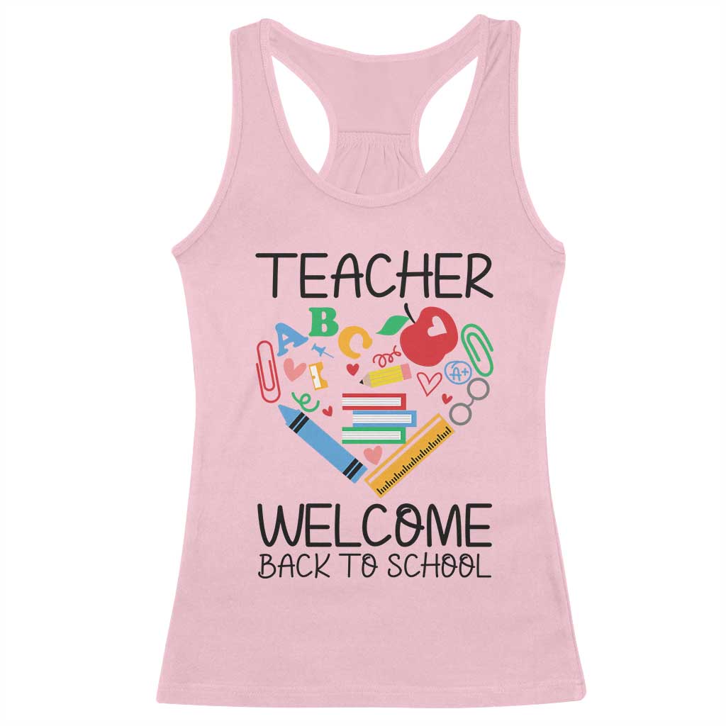 Teacher Welcome Back To School Racerback Tank Top Cute Classroom Gift TS12 Light Pink Print Your Wear