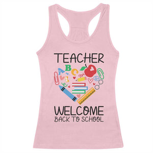 Teacher Welcome Back To School Racerback Tank Top Cute Classroom Gift TS12 Light Pink Print Your Wear