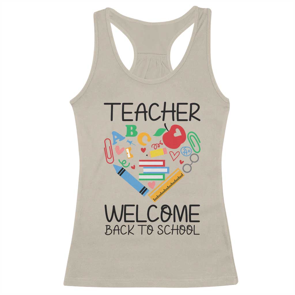 Teacher Welcome Back To School Racerback Tank Top Cute Classroom Gift TS12 Sand Print Your Wear