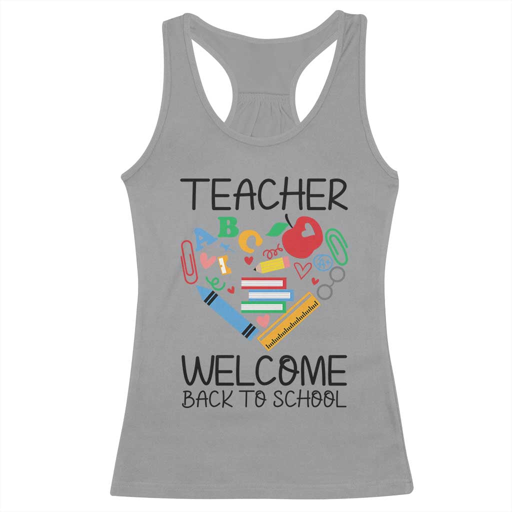 Teacher Welcome Back To School Racerback Tank Top Cute Classroom Gift TS12 Sport Gray Print Your Wear