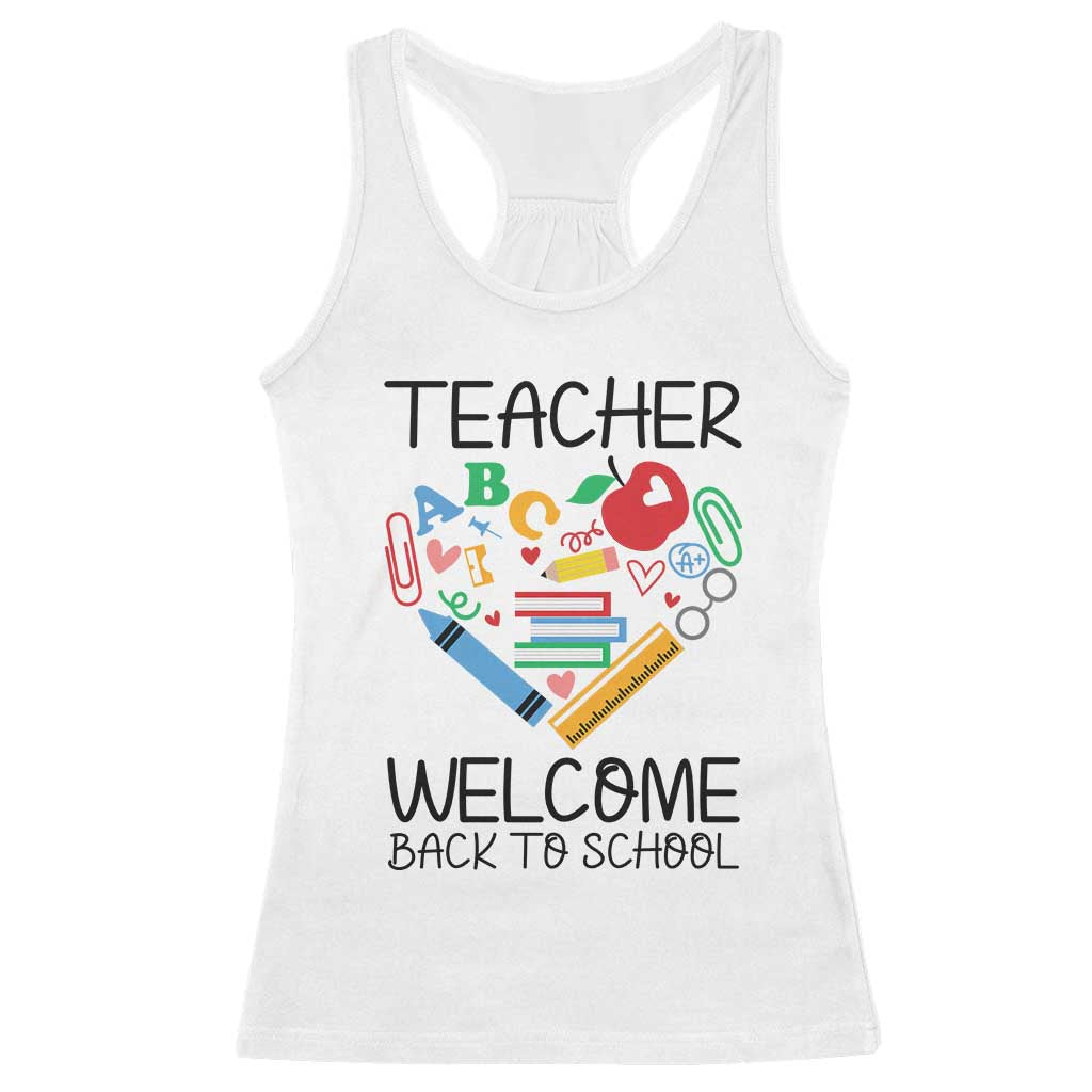 Teacher Welcome Back To School Racerback Tank Top Cute Classroom Gift TS12 White Print Your Wear