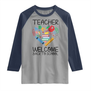 Teacher Welcome Back To School Raglan Shirt Cute Classroom Gift TS12 Sport Gray Navy Print Your Wear
