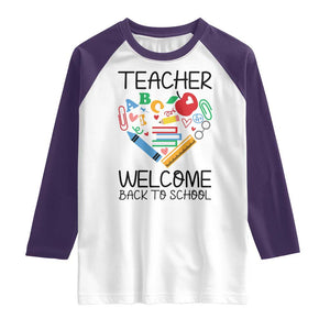 Teacher Welcome Back To School Raglan Shirt Cute Classroom Gift TS12 White Purple Print Your Wear