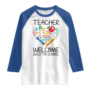 Teacher Welcome Back To School Raglan Shirt Cute Classroom Gift TS12 White Royal Print Your Wear