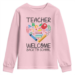 Teacher Welcome Back To School Youth Sweatshirt Cute Classroom Gift TS12 Light Pink Print Your Wear
