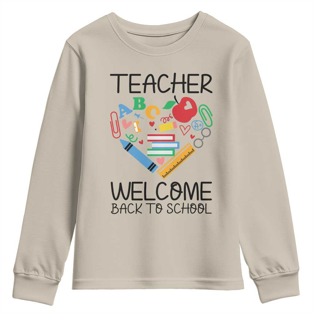 Teacher Welcome Back To School Youth Sweatshirt Cute Classroom Gift TS12 Sand Print Your Wear