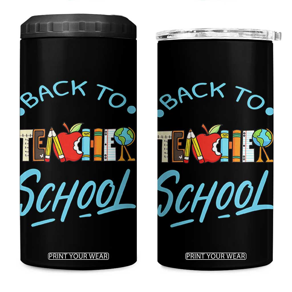 Back To School Teacher Life Funny Educator Gift 4 in 1 Can Cooler Tumbler TS12 One Size: 16 oz Black Print Your Wear