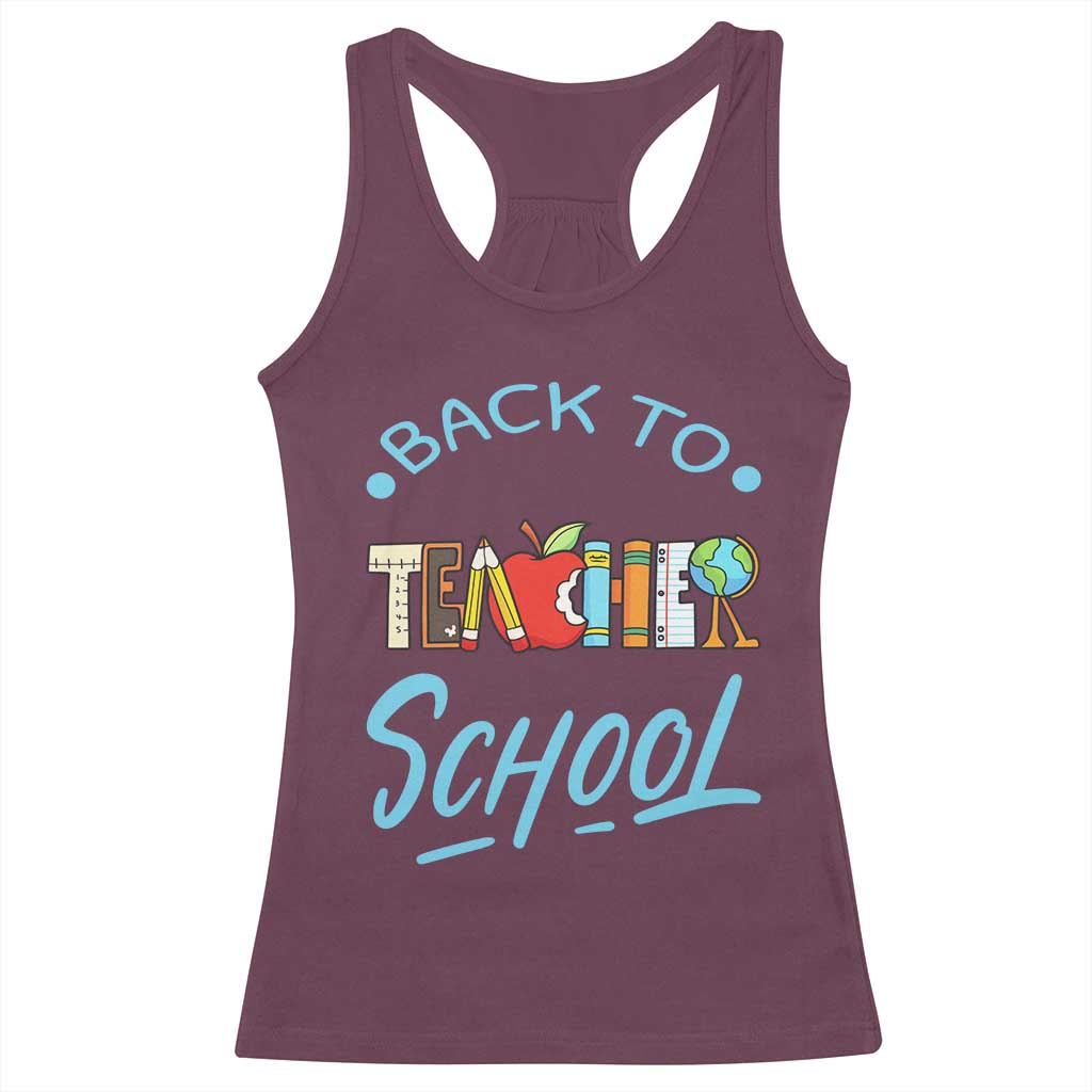 Back To School Teacher Life Funny Educator Gift Racerback Tank Top TS12 Maroon Print Your Wear