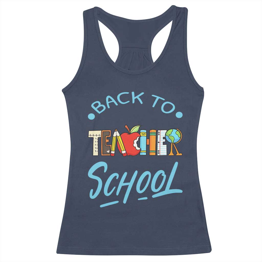 Back To School Teacher Life Funny Educator Gift Racerback Tank Top TS12 Navy Print Your Wear