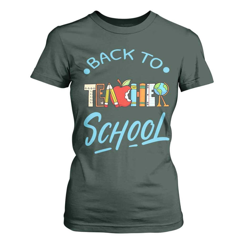 Back To School Teacher Life Funny Educator Gift T Shirt For Women TS12 Dark Forest Green Print Your Wear