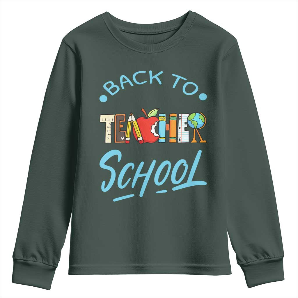Back To School Teacher Life Funny Educator Gift Youth Sweatshirt TS12 Dark Forest Green Print Your Wear