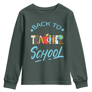 Back To School Teacher Life Funny Educator Gift Youth Sweatshirt TS12 Dark Forest Green Print Your Wear