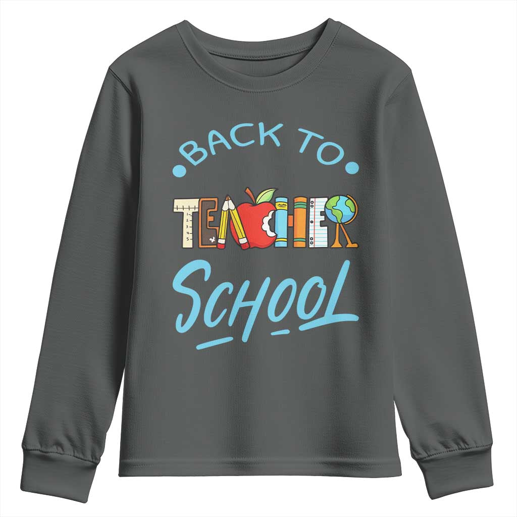 Back To School Teacher Life Funny Educator Gift Youth Sweatshirt TS12 Dark Heather Print Your Wear