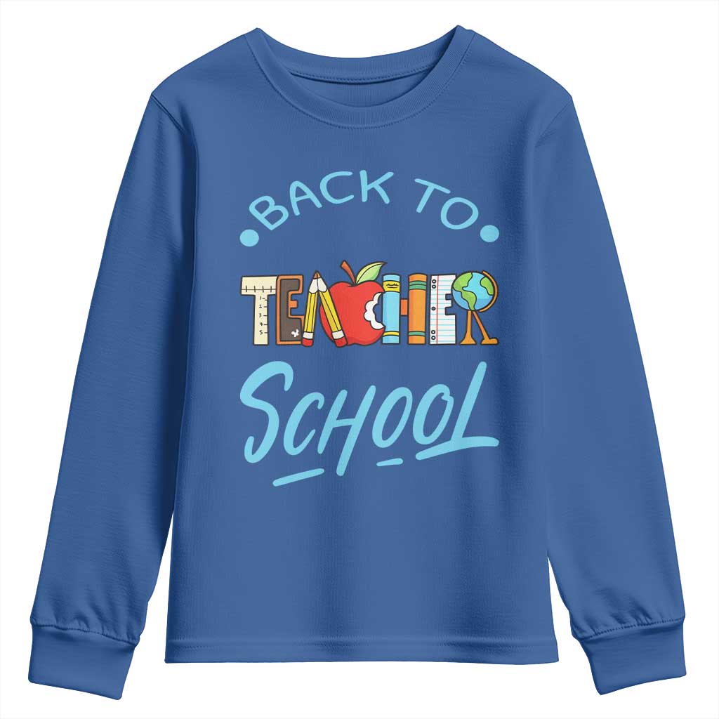 Back To School Teacher Life Funny Educator Gift Youth Sweatshirt TS12 Royal Blue Print Your Wear