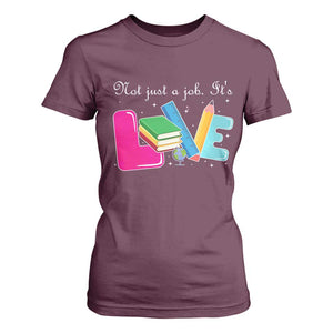 Inspirational Teacher T Shirt For Women Not Just A Job Its Love TS12 Maroon Print Your Wear