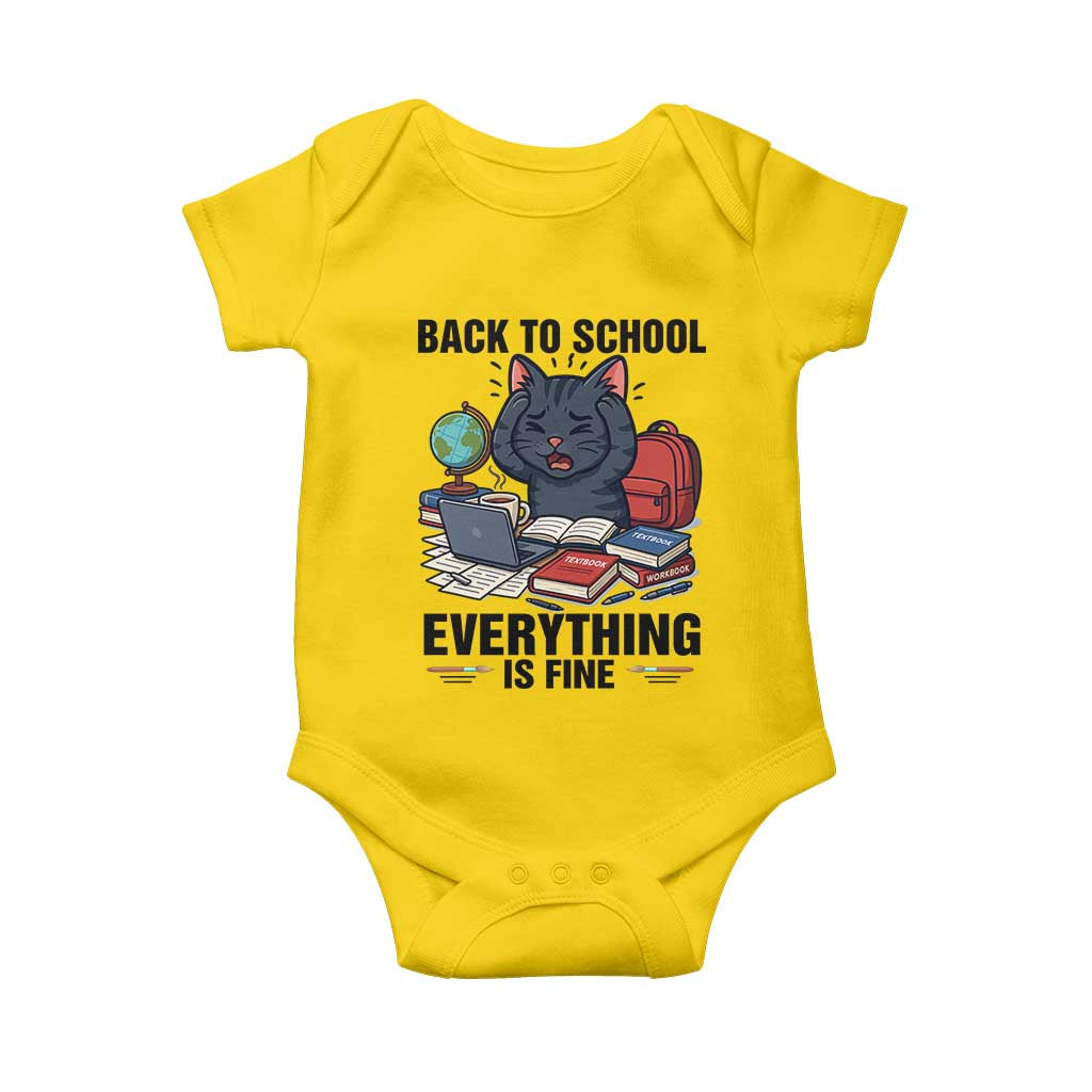 Funny Black Cat Baby Onesie Back To School Everything Is Fine TS12 Daisy Print Your Wear