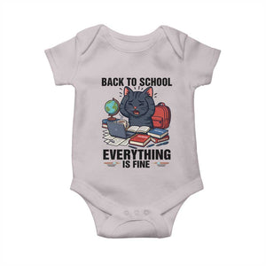 Funny Black Cat Baby Onesie Back To School Everything Is Fine TS12 Ice Gray Print Your Wear