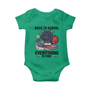 Funny Black Cat Baby Onesie Back To School Everything Is Fine TS12 Irish Green Print Your Wear