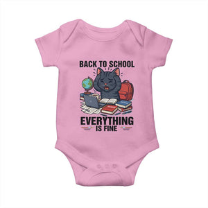 Funny Black Cat Baby Onesie Back To School Everything Is Fine TS12 Light Pink Print Your Wear